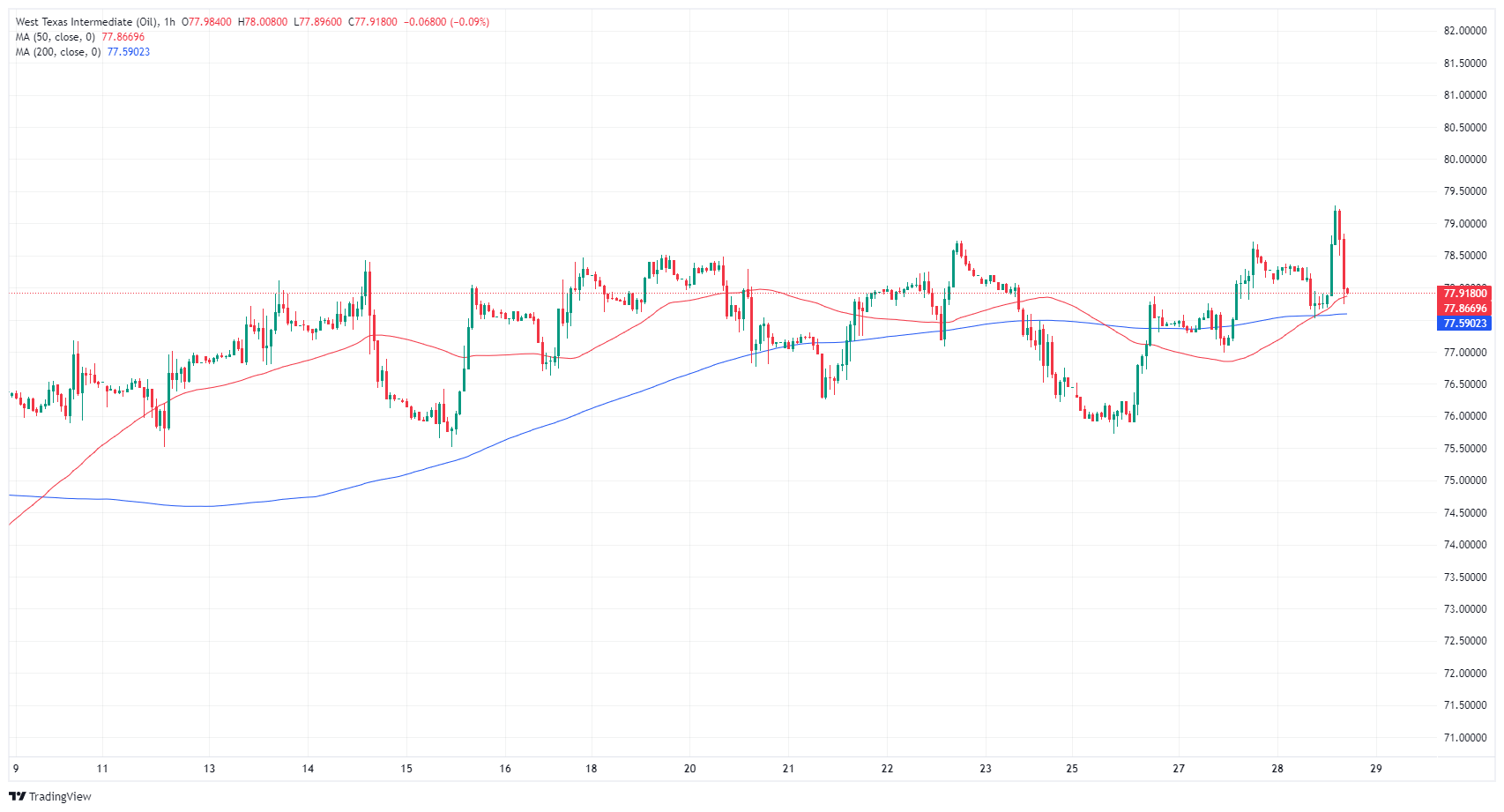 Crude Oil rose again on Wednesday, but WTI found friction at $79.00